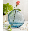 Smoky Blue Irregularly Shaped Erose Literary Glass Vase